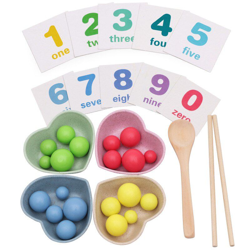 Children's Mathematical Toys Montessori Wooden Clip Beads Ball Ball Training Multifunctional Practice Early Education Toys
