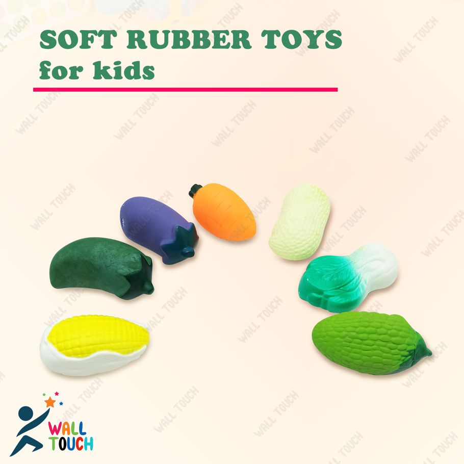 Soft Rubber Sound Baby Wash Bath Play VEGETABLE TOYS -7pcs