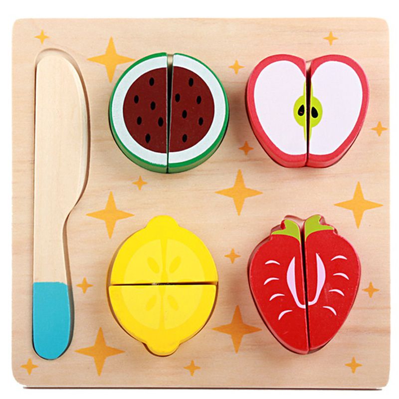 Wooden Toy Kitchen Cut Fruits Vegetables Dessert Kids Cooking Kitchen Toy Food Pretend Play Puzzle Educational Toys for Children,A