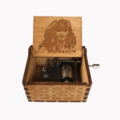 Antique wooden carved music box hand-cranked music box theme music box birthday gift Christmas gift box gift children's toys