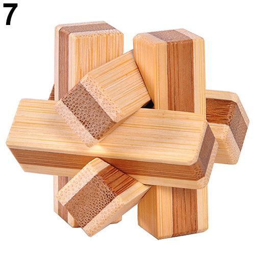 Wooden Kongming Lock Brain Teaser Puzzle Children Adults Educational Game Toy