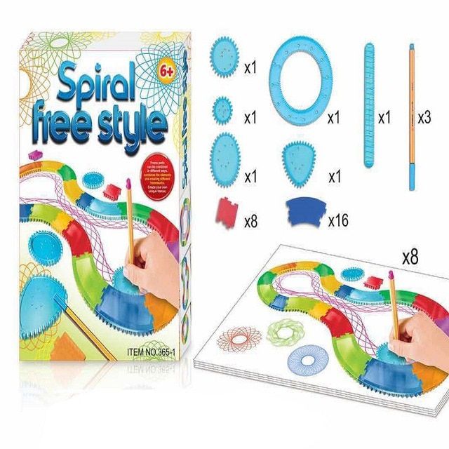 25/30PCS Spirograph Drawing Toys Geometric Ruler Tin Set Draw Spiral Designs Interlocking Gears & Wheels Draw Educational Toys
