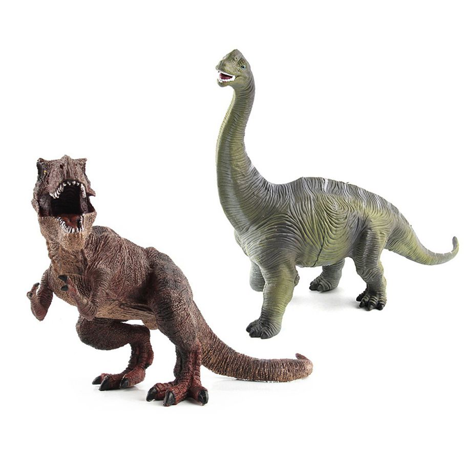2pcs Big Size Jurassic Wild Life Brachiosaurus Dinosaur Toy Plastic Play Toys World Park Dinosaur Model Action Figures Kids Boy Gift - Green & Brown
