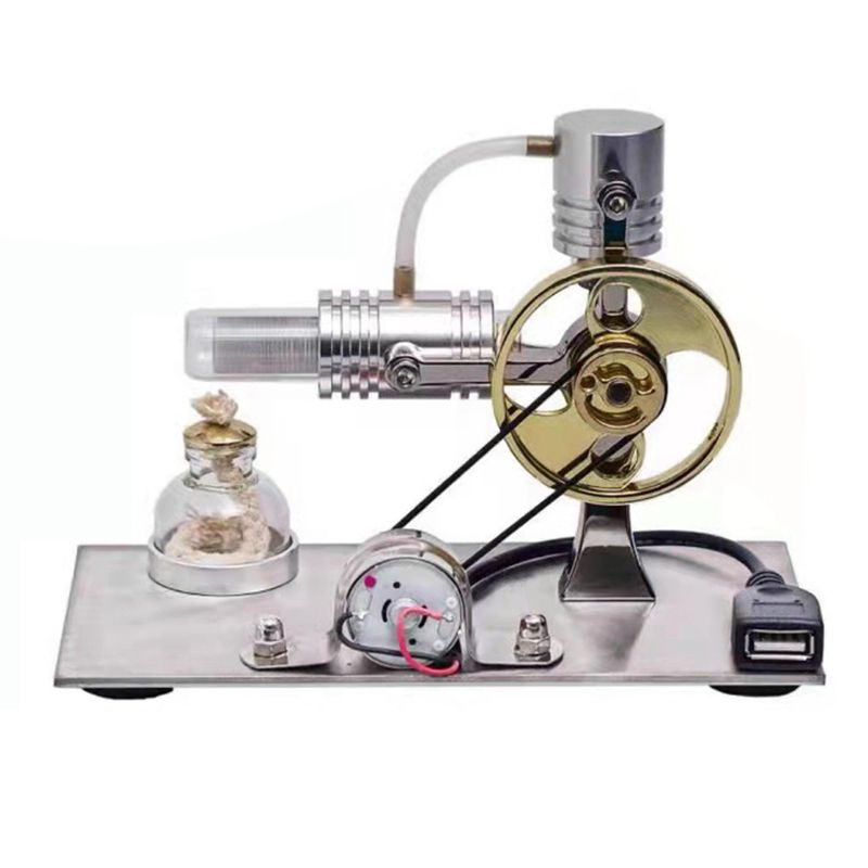 L-Shape Stirling Engine Model with USB Night Light, Educational Toy