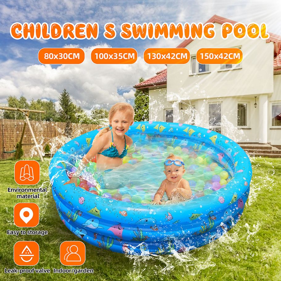 Inflatable Swimming Pool Toys Games Round Ocean Ball Pool Baby Kids Inflated Tubs Outdoor - 80X30CM