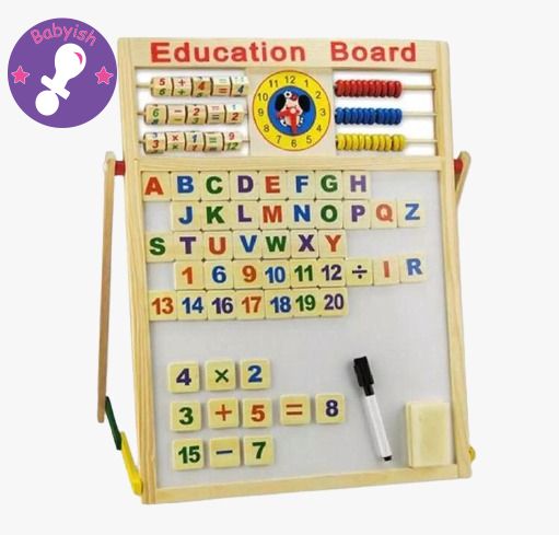 Double sided educational multipurpose magnetic & wooden writing board Size: (17