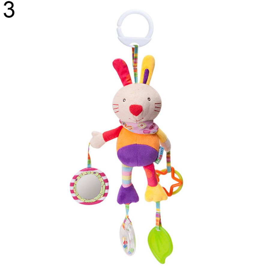 Newborn Baby Infant Stroller Crib Hanging Bell Rattle Plush Cartoon Animal Toy