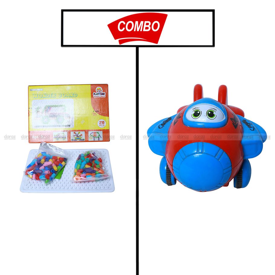WONDER BOARD TOY & CARTOON FACE TOY PLANE COMBO COMBO