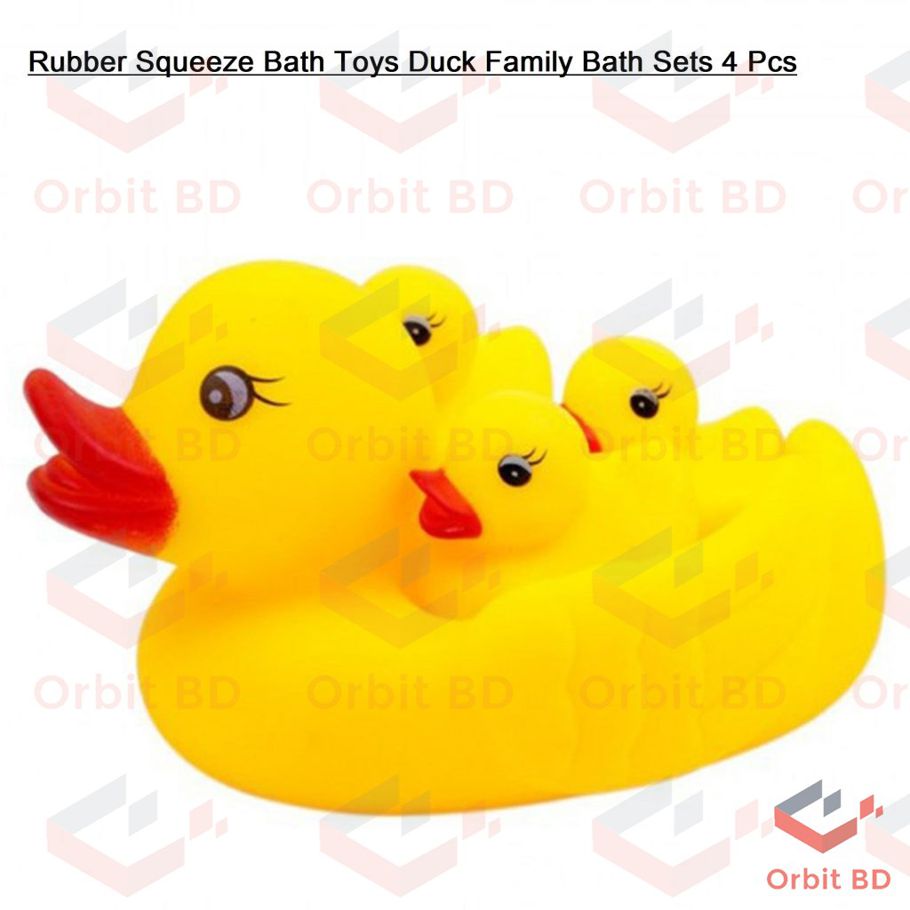 Rubber Squeeze Bath Playmaker Toys Ducks Family Bath Sets 4 Pcs Floating Bath Tub Toy For Baby