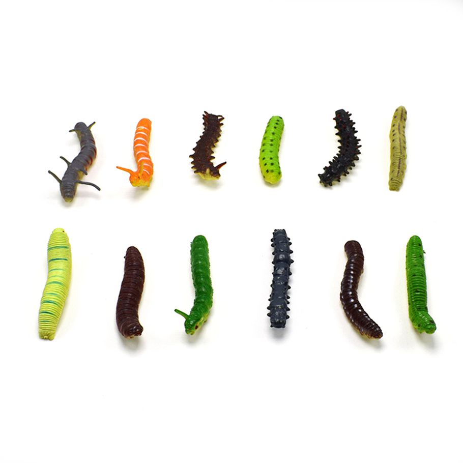 12Pcs/Set Lifelike Insects Worms Soft Stretchy Trick Toy Halloween Party Props