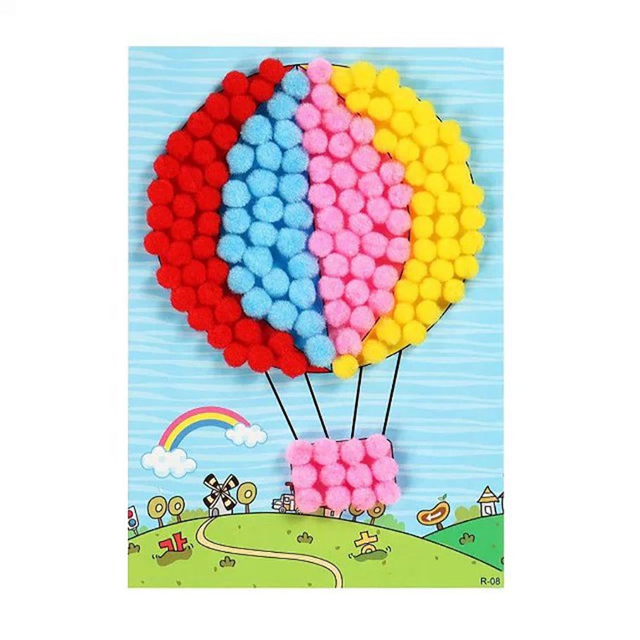 DIY Plush Ball Painting Stickers Puzzles Handmade Crafts Educational Kids Toy
