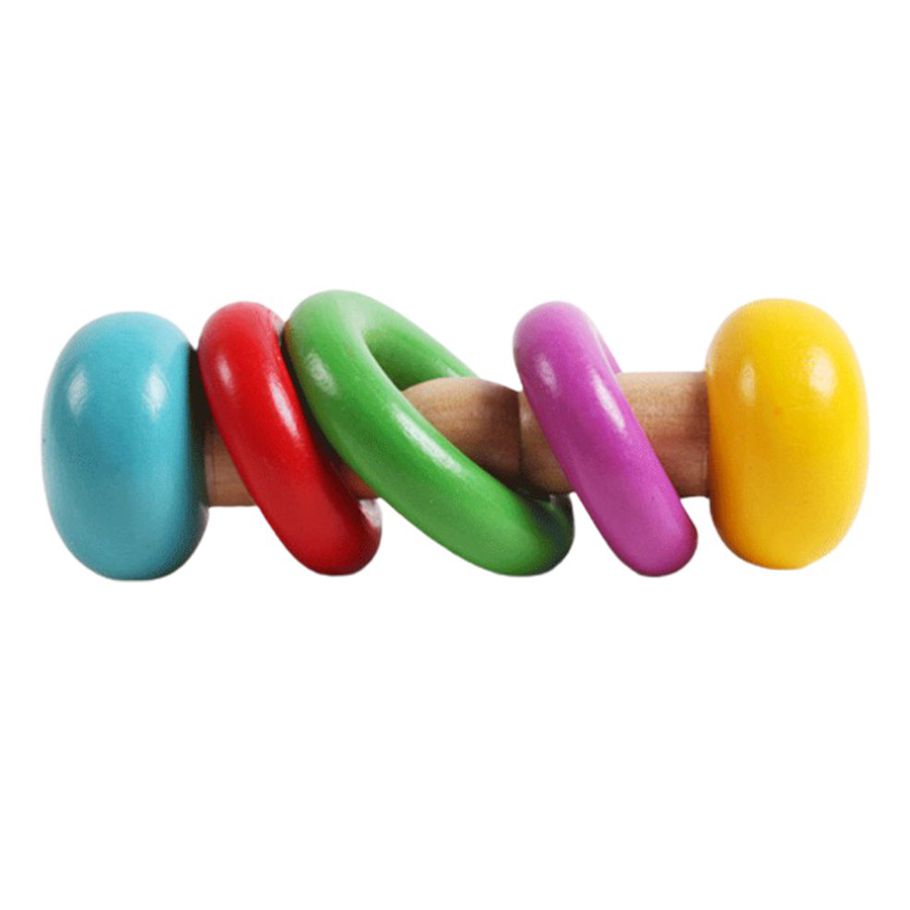 1pc Kid's Teether Safe Wooden Toys Hand Held Toy Interactive Educational Toys-multicolor 5*5*11.5cm