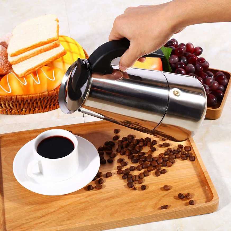 HOT 100/200/300/450 ML Stainless Steel Moka Pot Coffee Maker Stove Kitchen Use