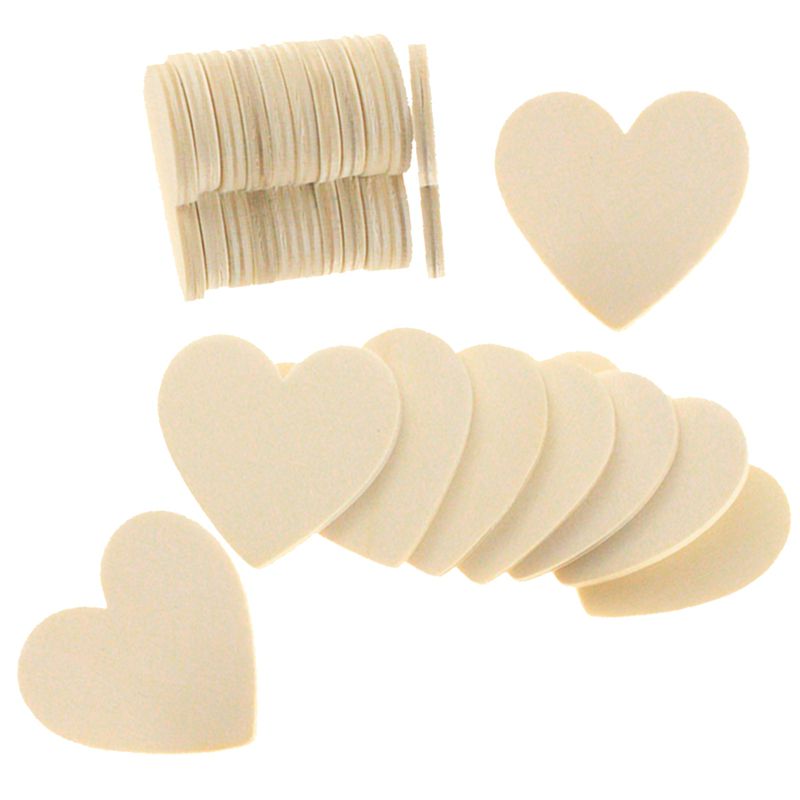 40Pcs Blank Heart Wood Slices Discs Wood Heart Love Blank Unfinished Natural Crafts Supplies Wedding Ornaments