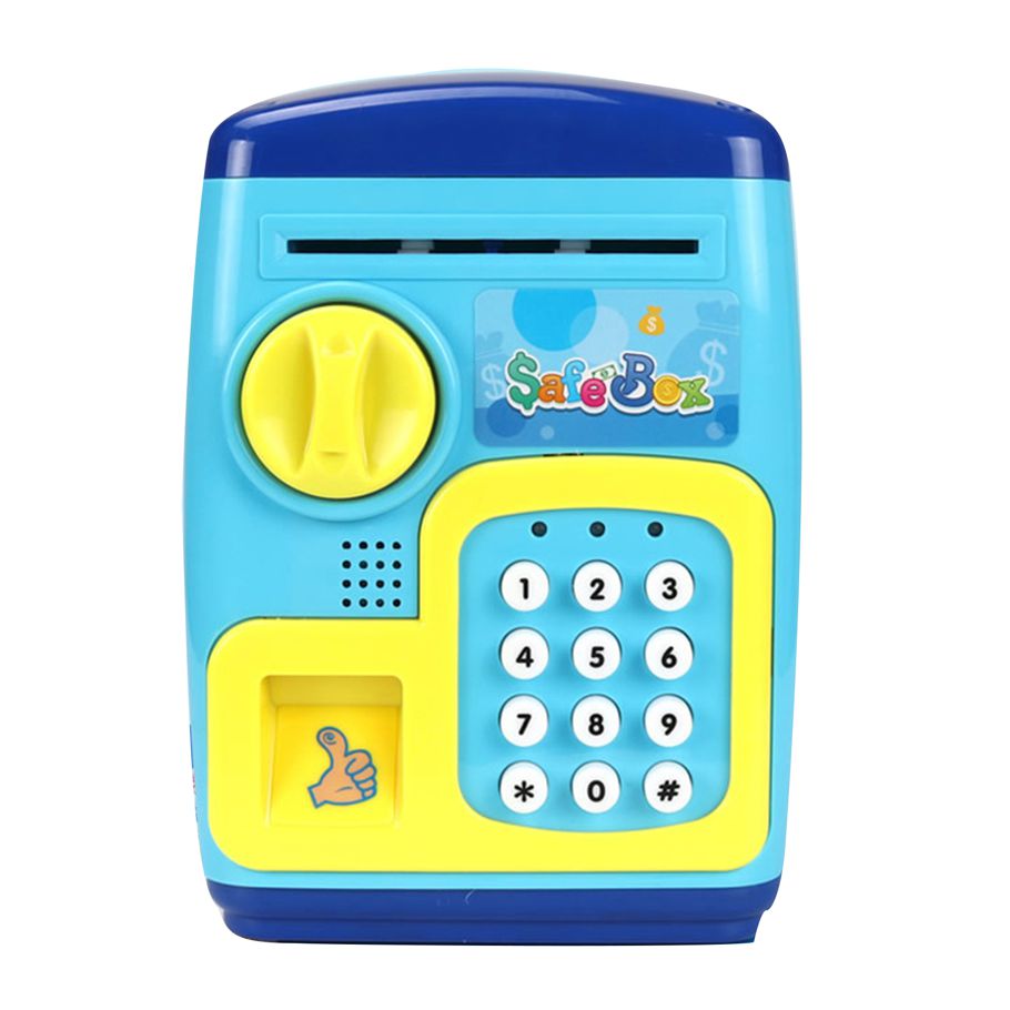 Cartoon ATM Password Piggy Bank Smart Fingerprint Safe Storage Tank Kids Toy
