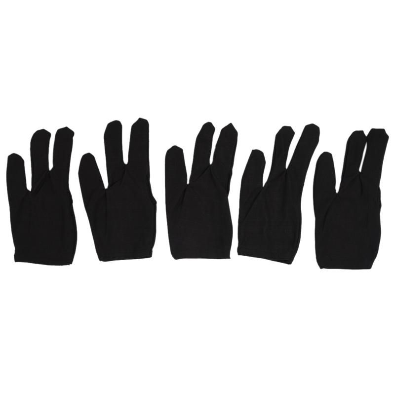 5 x 3 Fingers Gloves for Cue Billiards Snooker, Black