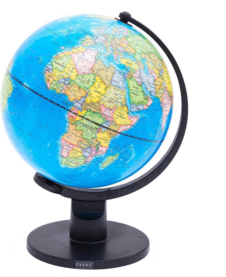 22cm  Blue Ocean World Globe Map With Swivel Stand Geography Educational Toy Gif