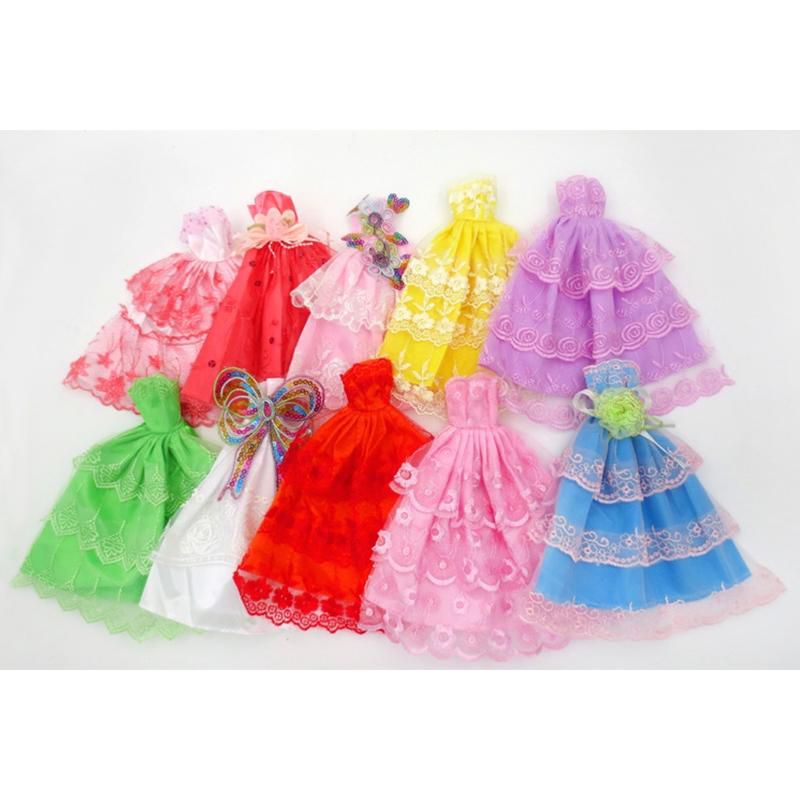 Fashion Party Dress Princess Gown Clothes Outfit for 11in Barbie Doll (Style Random) Color:Wedding Gown height:5 Pieces/Bag