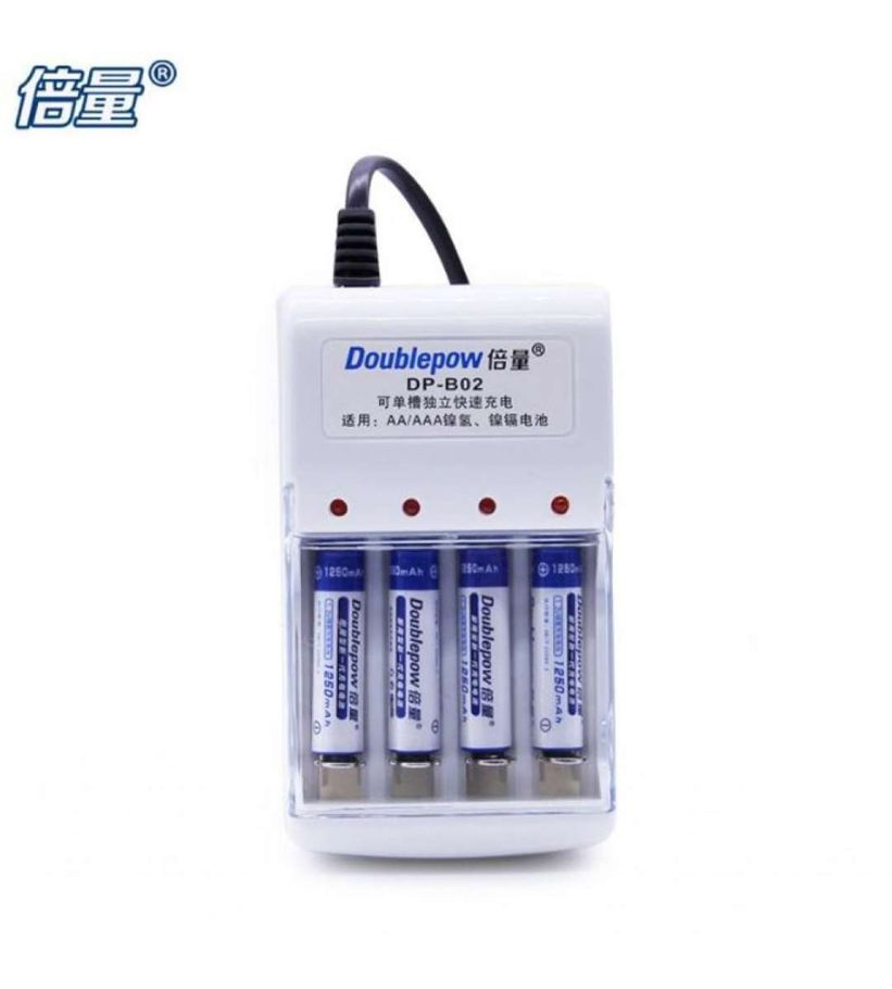DOUBLEPOW-DP-B-02- BATTERY CHARGER + 4PCS AA 1200MAH RECHARGEABLE BATTERY