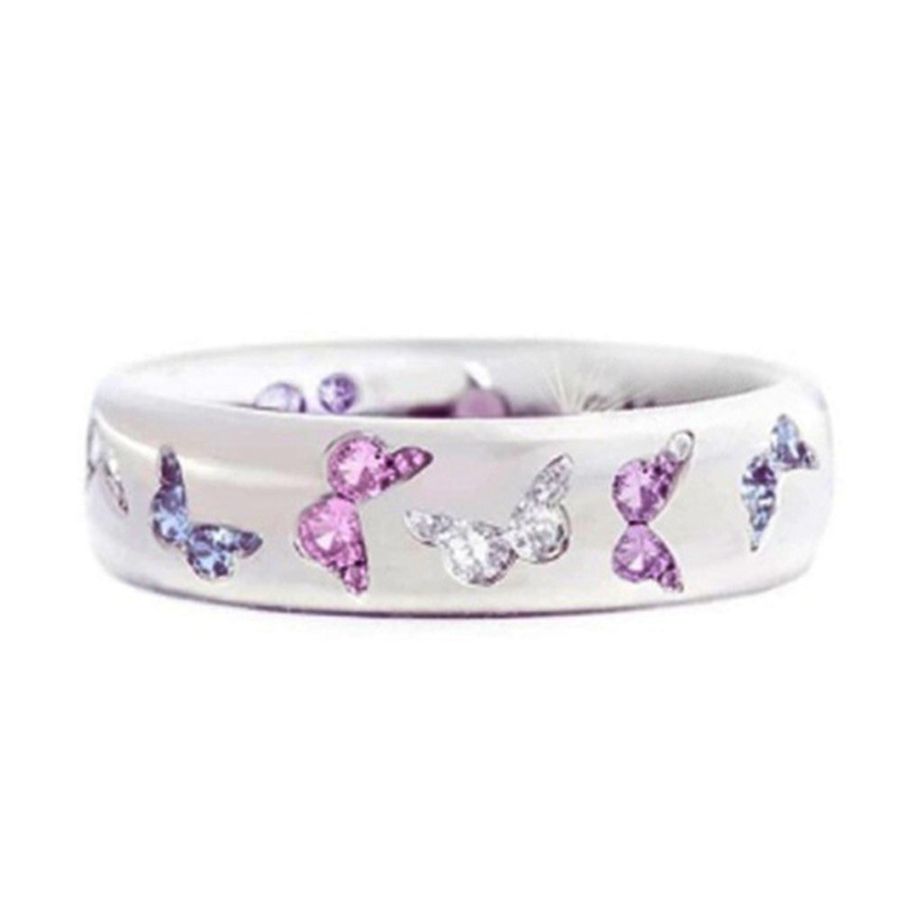 Carlota 5 Colors Colorful Zircon Butterfly Ring Size 5 6 7 8 9 10 11 Beautiful Women Jewelry Wedding Ring Anniversary Gift