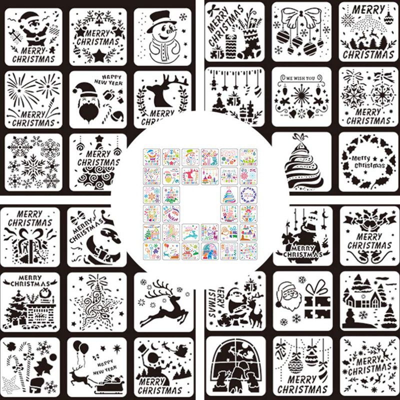 32Pcs Mandala Painting Templates Perfect for DIY Painting Art Christmas Diary Pattern Hollow Board