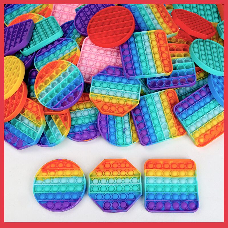 Pop It Fidget Toy Rainbow Color Circle Cheap Square Round Shape Anxiety Relieve Stress Bubble Sensory Stress Reliever Push Fidget Toys for Tiktok For Children