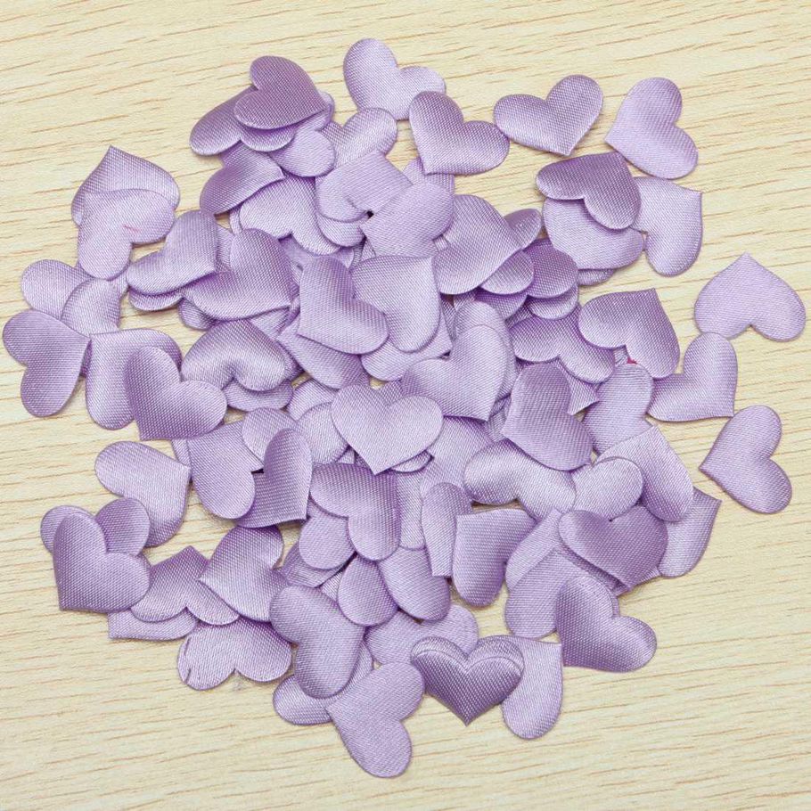 100pcs Padded Satin Heart Wedding Table Scatters Applique Craft Scrapbooking Decor 25mm