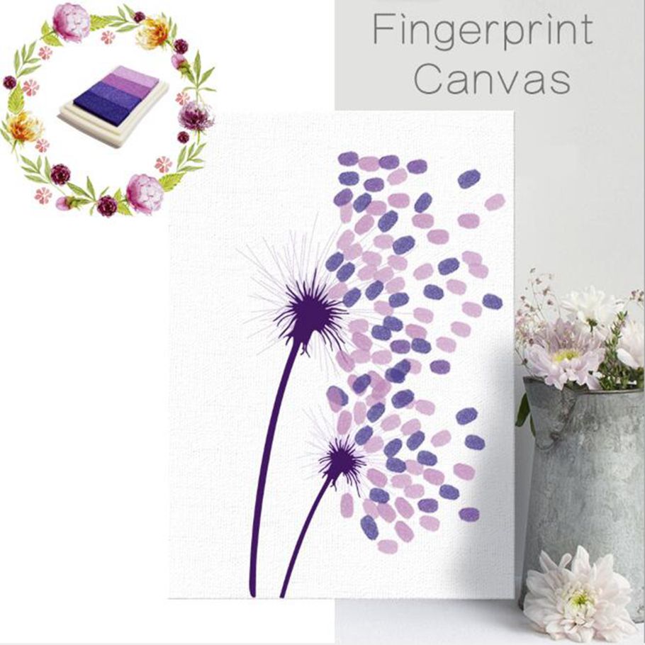 Amusing Canvas Wedding Party Fingerprint Painting Signature Guest with Ink Pad DIY Gifts