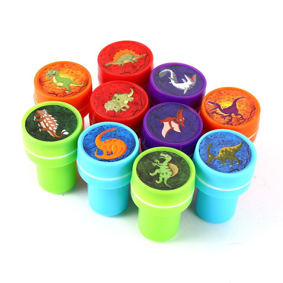 10 PCs Assorted Dinosaur Stamps Kids Party Favors Event Supplies for Birthday Party Gift Toys Boy Girl Pinata Fillers