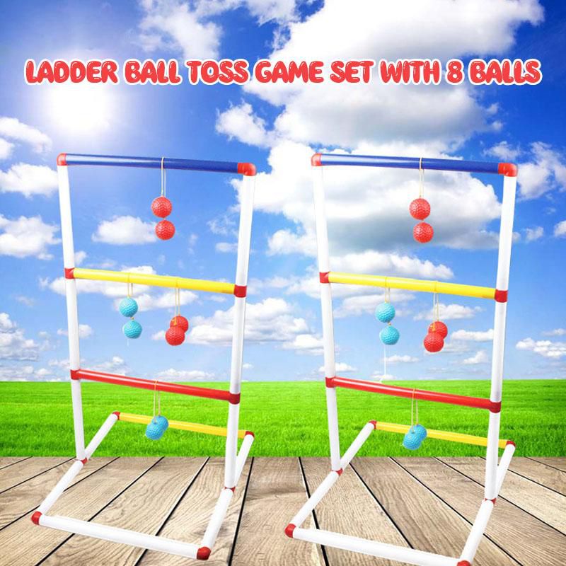 Light-Up Ladder Ball Toss Game Set with 8 Balls Outdoor Backyard Lawn Toss Game
