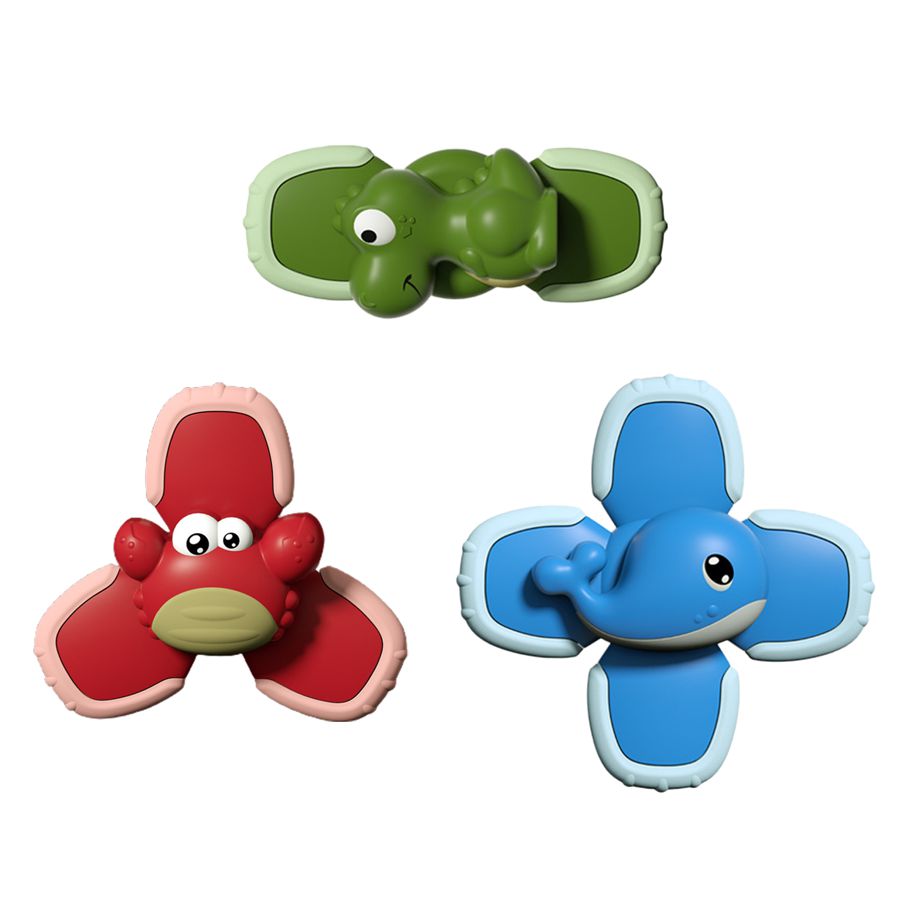 3Pcs/Set Suction Cup Toy Multifunctional Cartoon Patterns Educational Dinosaur Crab Suction Cup Baby Bath Toys for Bathroom
