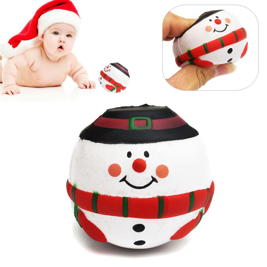 Baby Kid Toy PU High Elasticity Ball Developmental Early Fun Educational Cartoon Snowman Christmas Decor Gifts