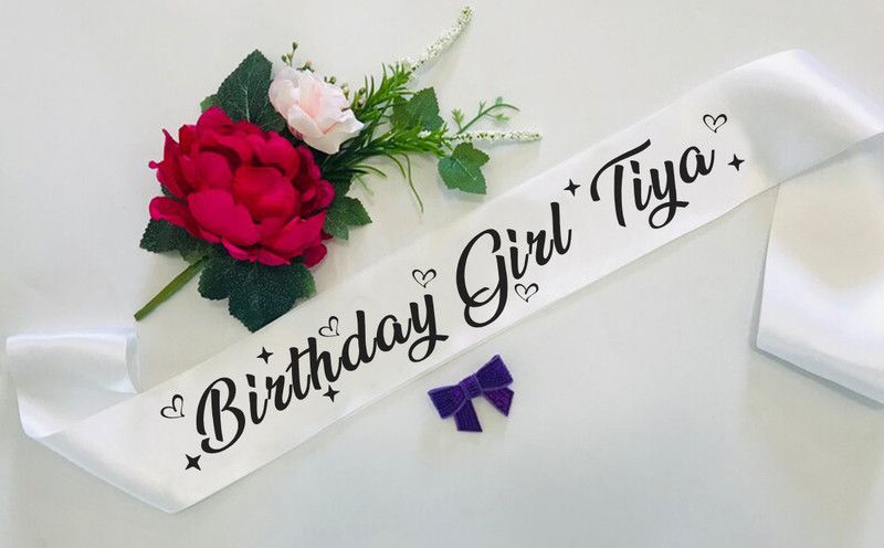 Style Secrets 3" Shimmering Satin White Sash with Your or Your Beloved Name