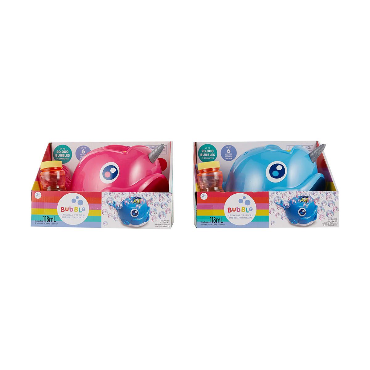 Narwhal Vertical Bubble Fountain Toy - Assorted