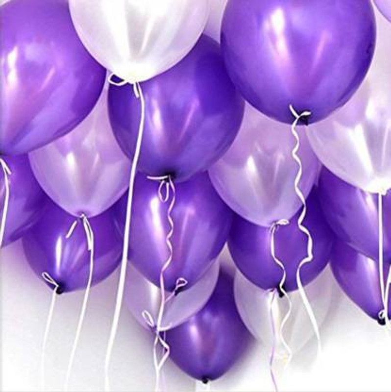 rdgadgets Solid Purple and Silver Balloon  (Purple, Silver, Pack of 50)