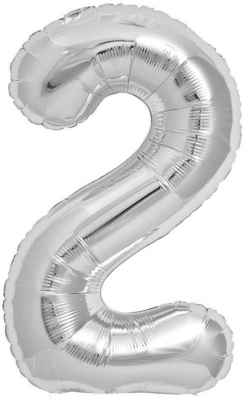 Party Anthem Solid 2 Number Silver Foil Balloon  (Silver, Pack of 1)