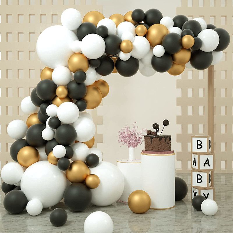 R G ACCESORIES Solid 61pcs Black,golden, white balloon garland arch kit for Wedding, engagement Balloon  (Black, Gold, White, Pack of 61)