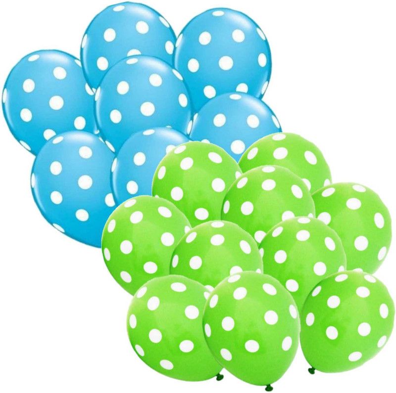 Dul Dul Printed Light Blue,15 pcs /Green 15 pcs Polka dot balloons for birthday decoration Balloon  (Blue, Green, Pack of 30)
