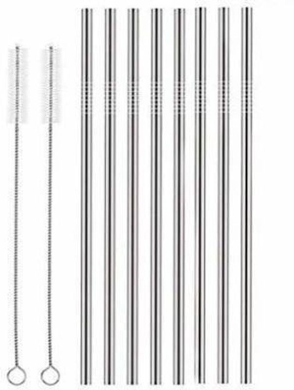 vitzie Straight Drinking Straw  (Silver, Pack of 8)