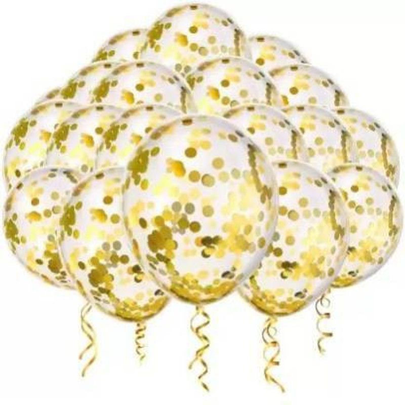 seal the deal Solid Printed CONFETTI BALLOON Inch Large Confetti Filled Latex Transparent Balloon (Gold, Pack of 20) Balloon (Multicolor, Pack of 20) Balloon  (Gold, Silver, Pack of 20)