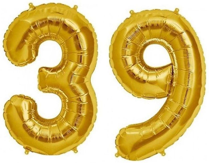 sehgal Solid 39 Numbers Golden Foil- Birthday-Anniversary Party Decorations Balloon Letter Balloon  (Gold, Pack of 2)