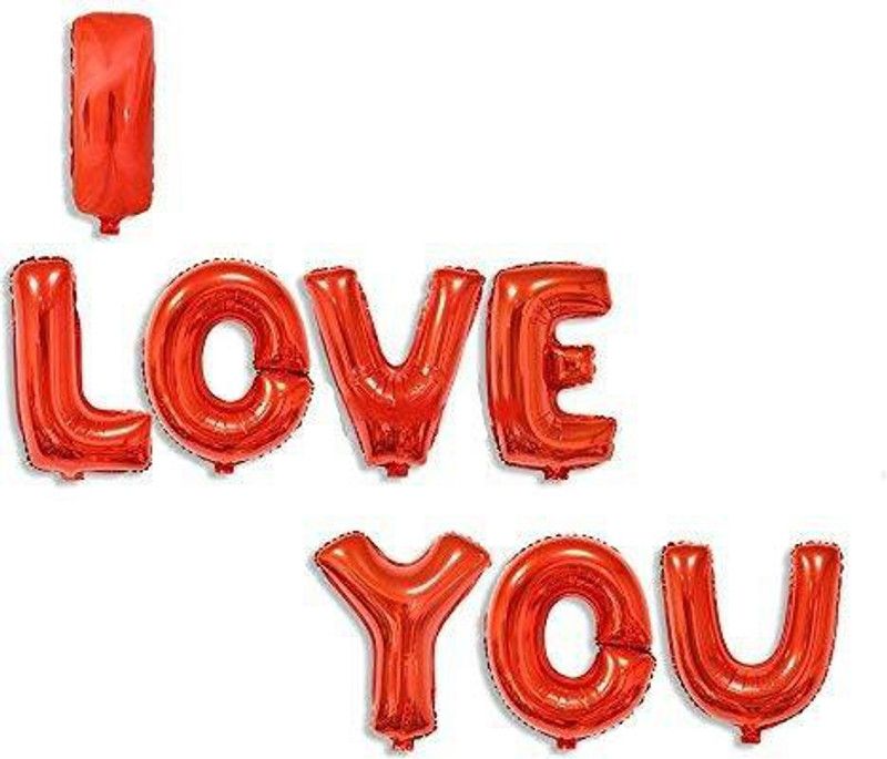 Instabuyz Solid Alphabet Letter "I Love You" Red Foil Balloon Letter Balloon  (Red, Pack of 1)