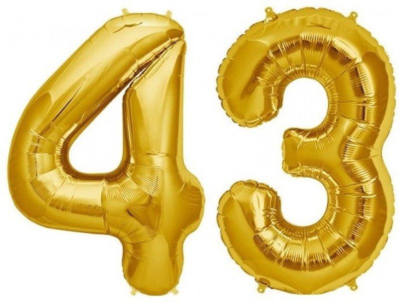 Uniqon Solid (40.64 CM Size) Numerical Number Two Digit 43 Soild (Golden) Color 3D Foil Balloons For Kids Party Supplies, Birthday And Anniversary Parties Decoration And Celebration Balloon  (Gold, Pack of 2)