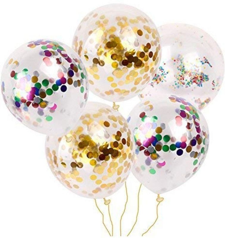 Instabuyz Solid Birthday Confetti Balloons Balloon  (Multicolor, Pack of 5)