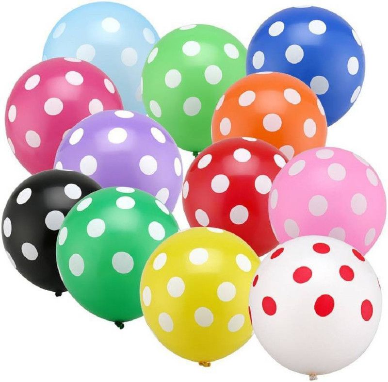 Shopkooky Printed Printed Polka Dotted (Pack of 25) Balloon Multicolor Best for Birthday Party, Party Decoration Balloon  (Multicolor, Pack of 25)