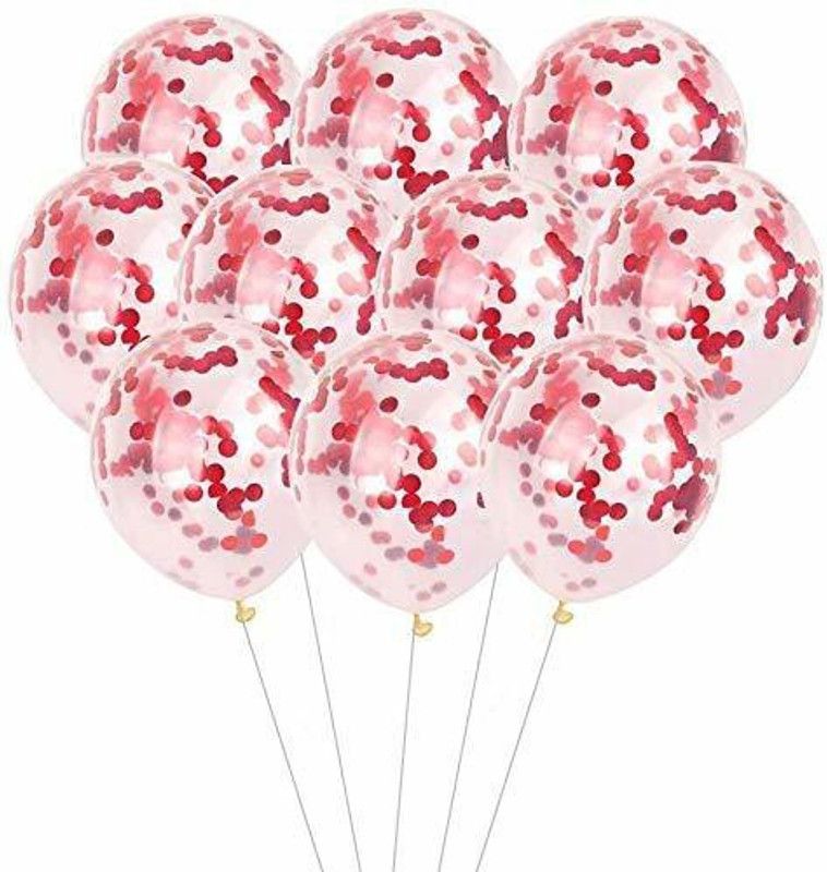 Ripp Printed Printed Red Confetti Balloons for Decoration, Birthday, Party, Decor Balloon  (Red, Pack of 10)