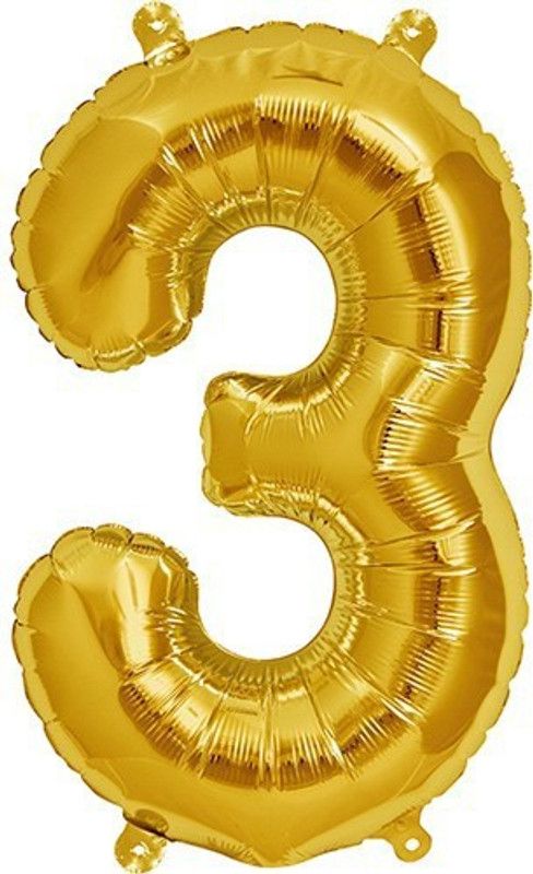Neevaza Solid 3 Number Foil Balloon in Golden Color For Birthday|Anniversary|(Size - 32") Balloon  (Gold, Pack of 1)