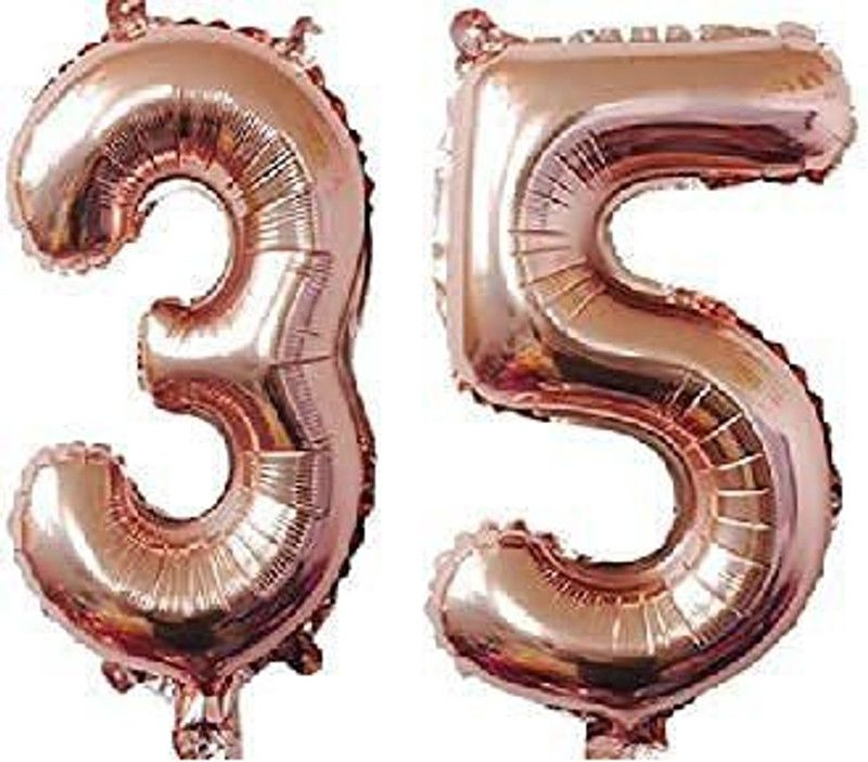 sky shot Solid Made in India 16"Inch 35 Year Rose gold Foil Balloon for decoration. Balloon  (Multicolor, Pack of 2)