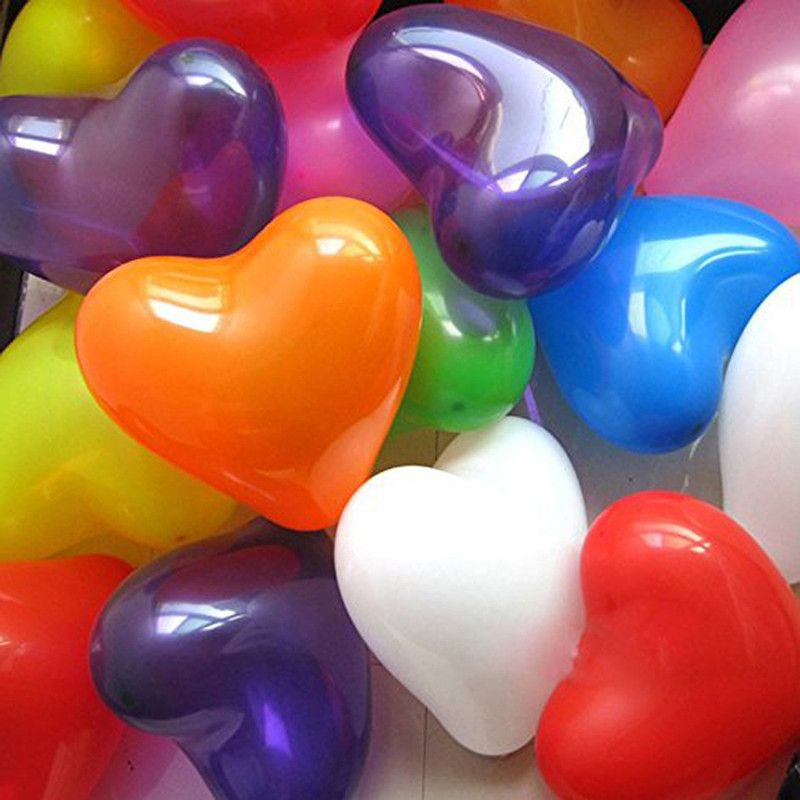 a-one suppliers Solid Latex Heart Shaped Colourful Ballons (Multicolour) - Set of 50 Balloon  (Multicolor, Pack of 50)