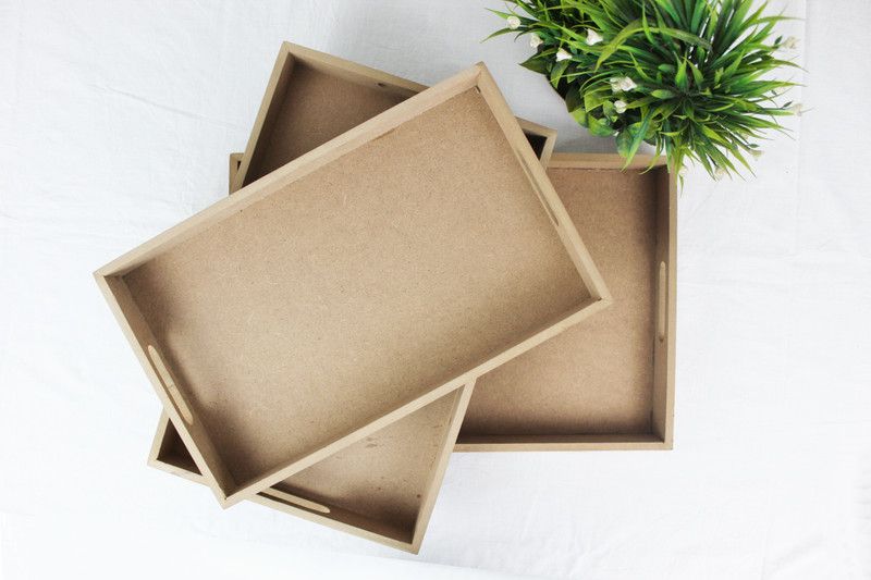 T one woods Mdf decoupage tray for art and craft Tray  (Pack of 3)